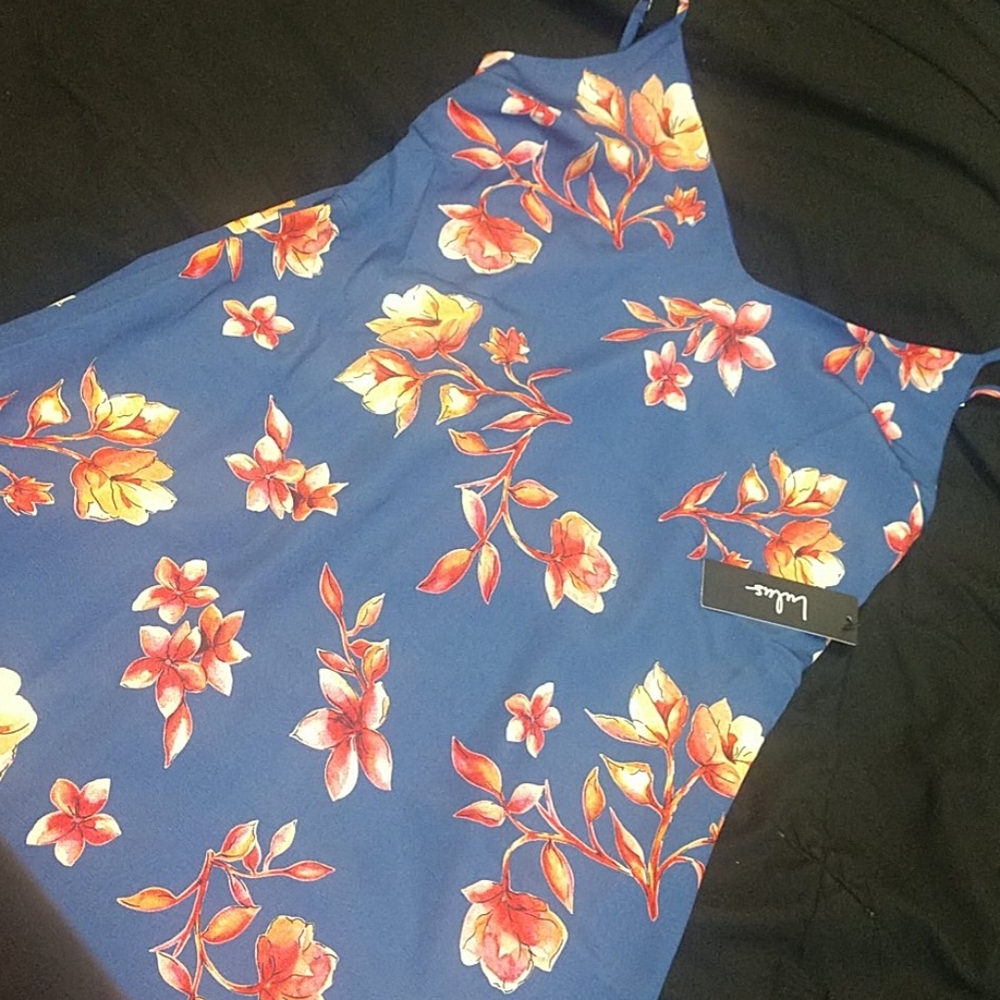 Lulu's Blue Floral Dress, L